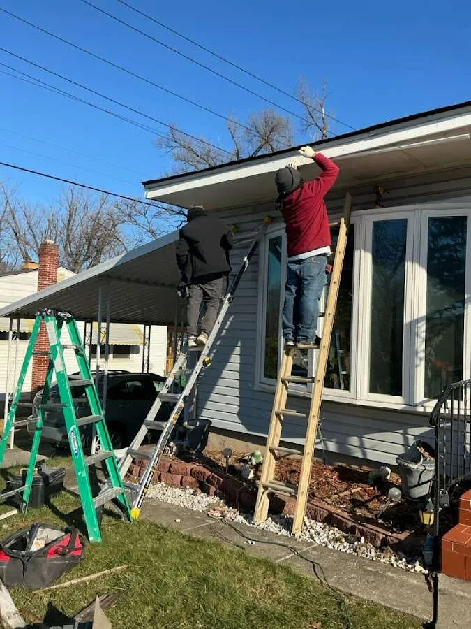Restoration crew performing exterior repair in Upper Sandusky