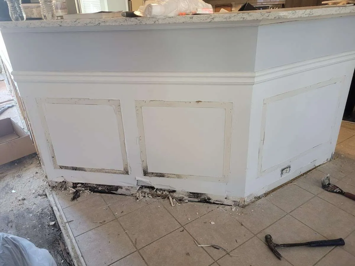 Water damage and mold on kitchen during Storm Damage Restoration in Upper Sandusky